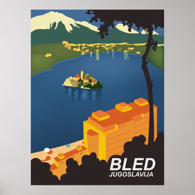 Bled, Yugoslavia, vintage travel Poster (Front)