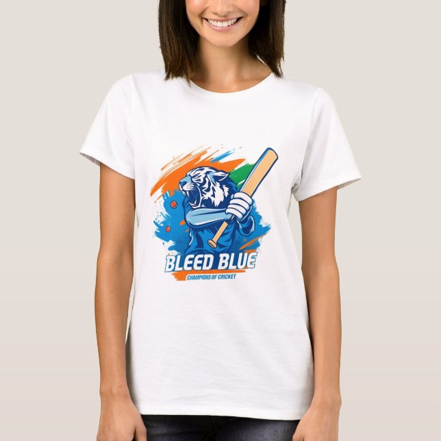 Bleed Blue t shirt for cricket lovers (Front)