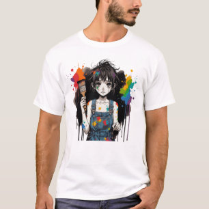 Bleed Colors Crying Artist Girl Manga Anime Creati T-Shirt