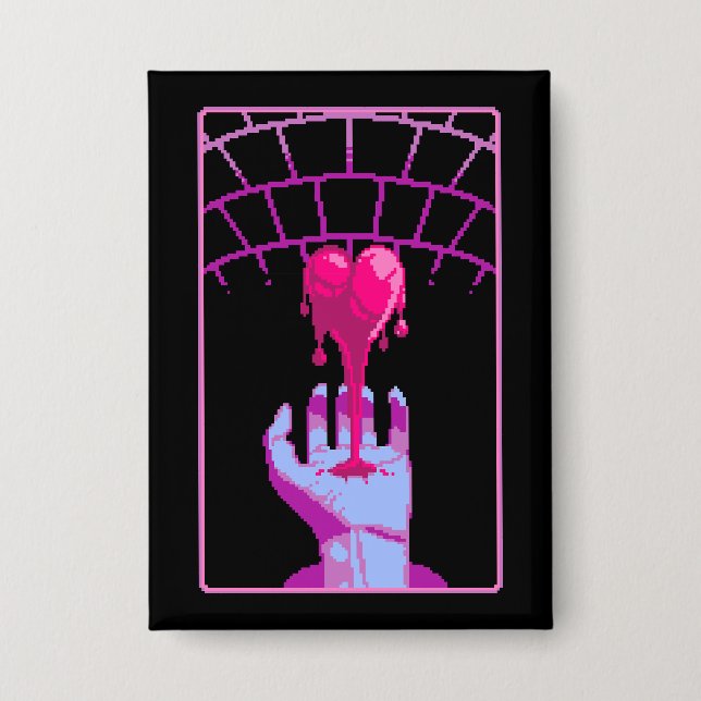 "Bleed For You" Aesthetic Pixel Art  Button (Front)