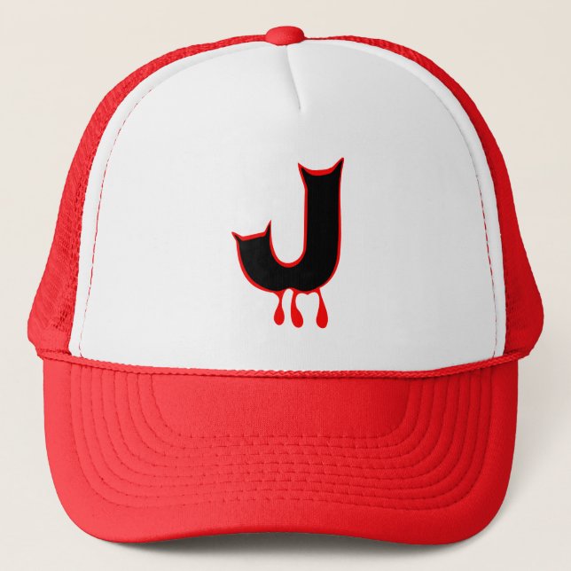 ╚»★Bleeding Devil's Teeth-Initial J Trucker Hat★«╝ Hat (Front)