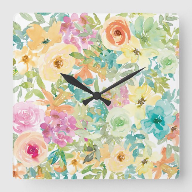 Bleeding Heart Flower Square Wall Clock (Front)