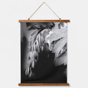Bleeding Heart Flowers In Black And White  Hanging Tapestry