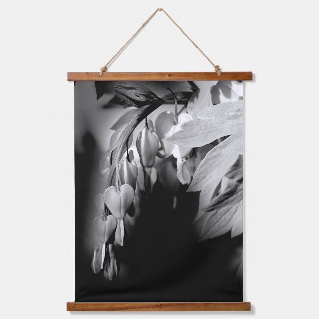 Bleeding Heart Flowers In Black And White  Hanging Tapestry (Front)