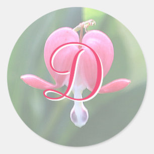 Bleeding Heart Flowers Monogram D Stickers