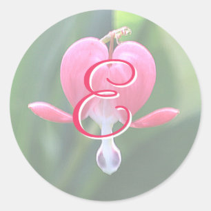 Bleeding Heart Flowers Monogram E Stickers