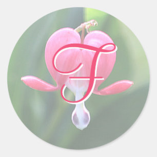Bleeding Heart Flowers Monogram F Stickers