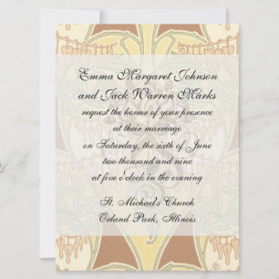 bleeding heart flowers vintage art nouveau pattern invitation