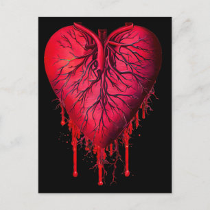 Bleeding Heart Love Heart break goth Art Postcard