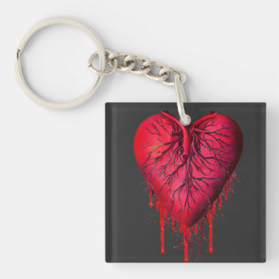 Bleeding Heart Love Heart break surreal Art Key Ring