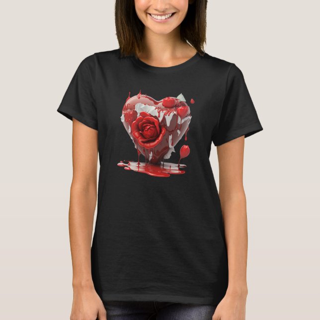 Bleeding Heart Roses Valentines Day Boyfriend Girl T-Shirt (Front)