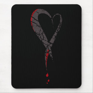 Bleeding heart. Wounded sad heart. Darkness. Mouse Pad