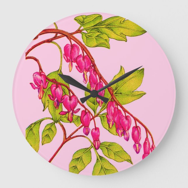 bleeding hearts flowers large clock (Front)