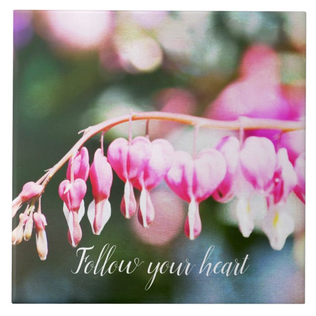 Bleeding Hearts Flowers pink floral photography Tile (Front)