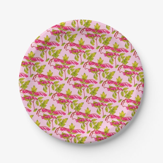 bleeding hearts flowers print paper plate (Front)