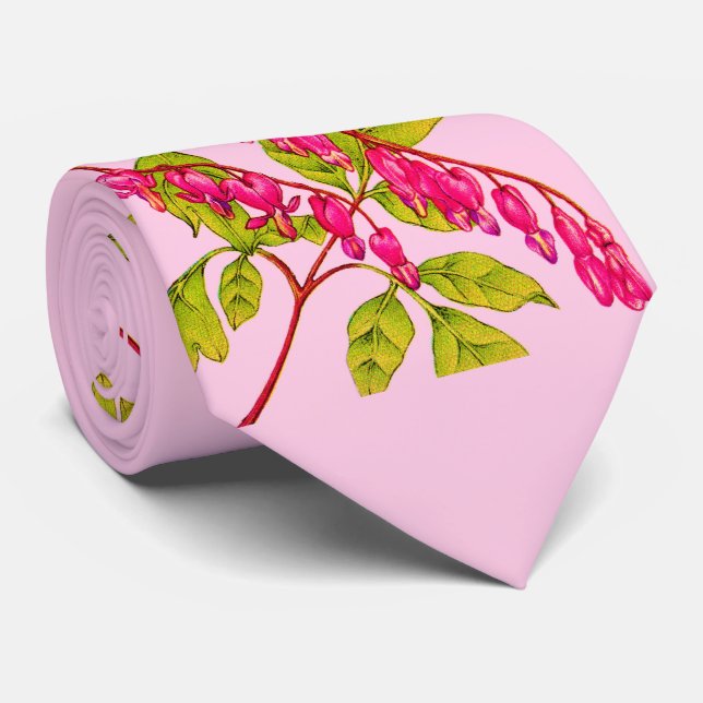 bleeding hearts flowers print tie (Rolled)