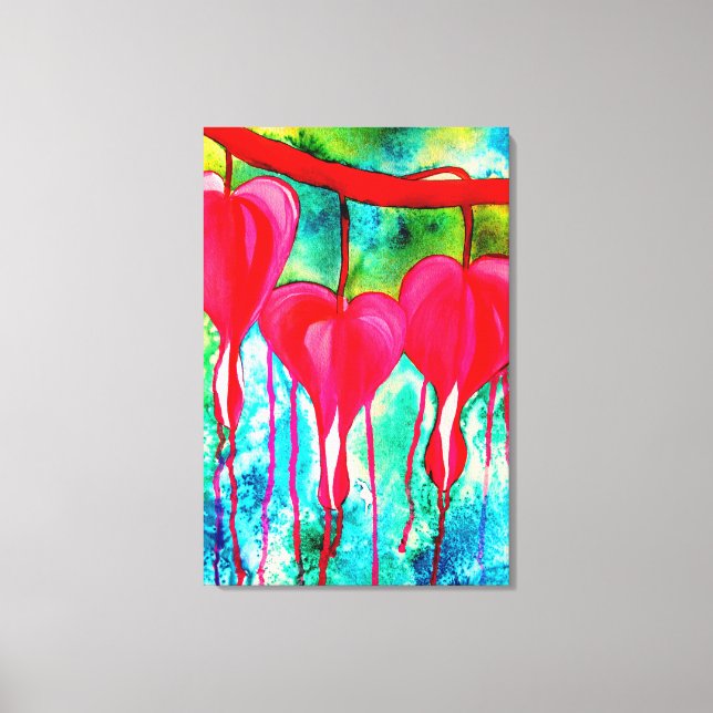 Bleeding Hearts Watercolor abstract Canvas Print (Front)