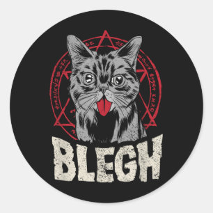 Blegh Metalcore Cat Pentagram Funny Breakdown Musi Classic Round Sticker