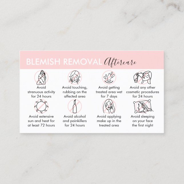 Blemish Removal aftercare Business Card (Back)