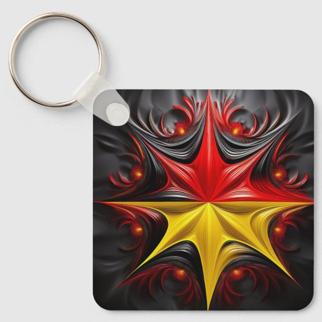 Blend of Mandelbrot Fractal With The German Flag Key Ring (Front)