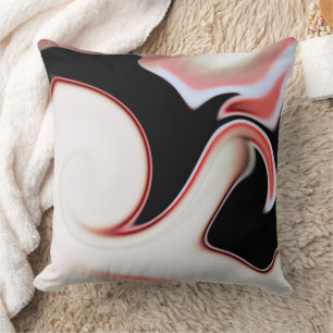 Blend of soft beige to red gradient curved traces cushion