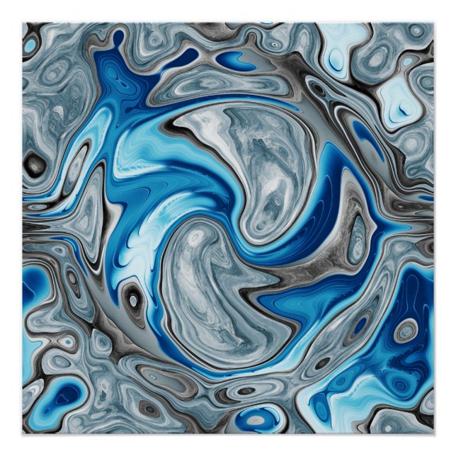 Blended Blue Grey Pattern Poster (Front)