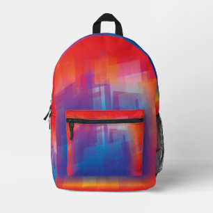 Blended Blue Red Printed Backpack