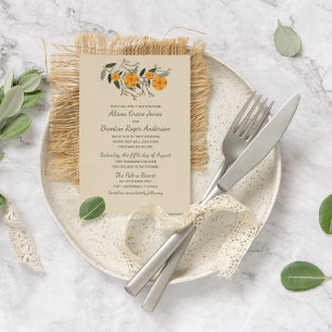 Blended Families Beige Floral Wedding Invitation