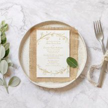 Blended Families Gold Wreath Wedding Invitation