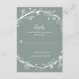 Blended Families Green Wreath Wedding RSVP