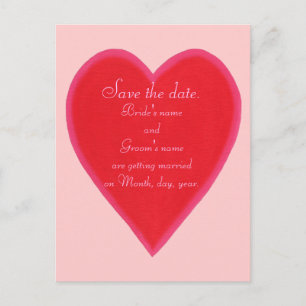 Blended Red Heart, Wedding Save the date Postcards