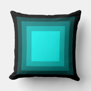 Blended Squares - Black to Cyan Cushion