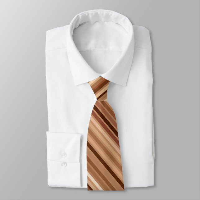 Blended Stripes, Brown, Tan and Cream      Tie (Tied)
