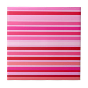 Blended Stripes, Fuchsia, Maroon and Pink  Ceramic Tile