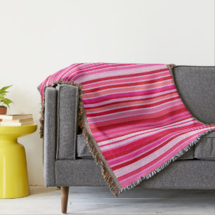 Blended Stripes, Fuchsia, Maroon and Pink Throw Blanket