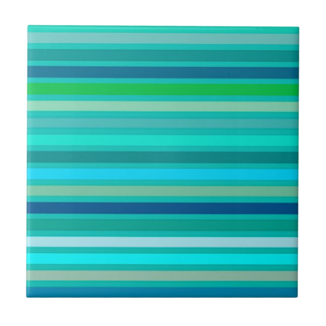 Blended Stripes, Fuchsia, Ocean Blue and Turquoise Tile (Front)