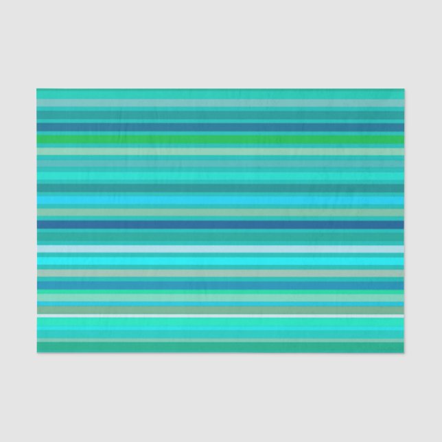 Blended Stripes, Ocean Blue and Turquoise Tissue Paper (Front)