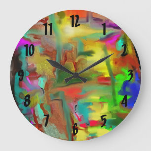 Blending Colours Digital Abstract w Numbers Large Clock