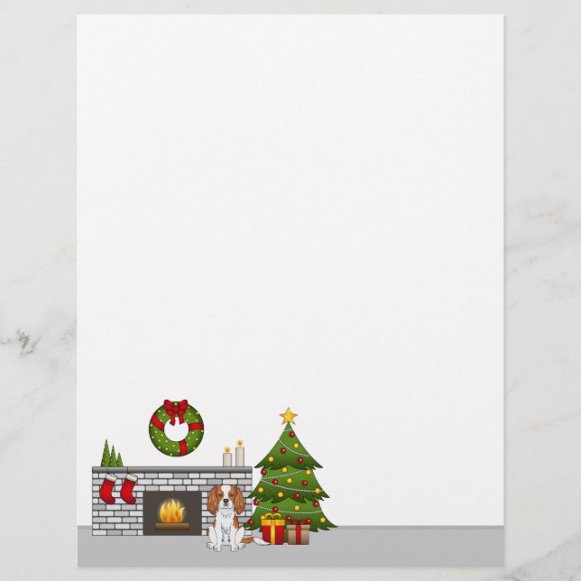 Blenheim Cavalier Dog In A Festive Christmas Room Custom Letterhead (Front)
