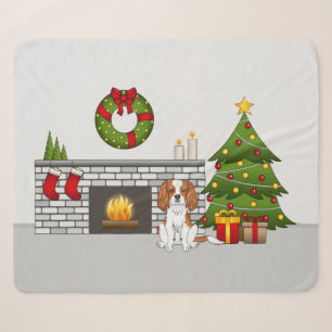 Blenheim Cavalier Dog In A Festive Christmas Room Sherpa Blanket