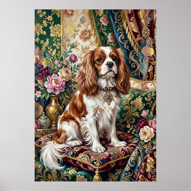 Blenheim Cavalier Floral Tapestry Portrait Poster (Front)
