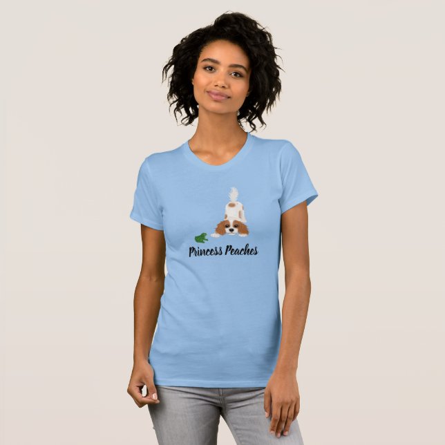 Blenheim Cavalier King Charles Spaniel and Frog T-Shirt (Front Full)