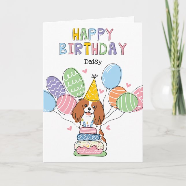 Blenheim Cavalier King Charles Spaniel Birthday Card (Front)