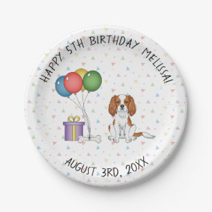 Blenheim Cavalier King Charles Spaniel - Birthday Paper Plate