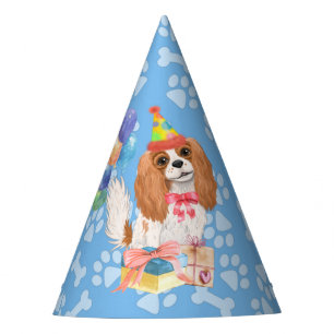Blenheim Cavalier King Charles Spaniel Birthday  Party Hat