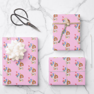 Blenheim Cavalier King Charles Spaniel Birthday Wrapping Paper Sheet