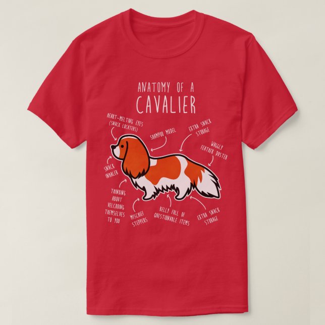 Blenheim Cavalier King Charles Spaniel Dog Anatomy T-Shirt (Design Front)