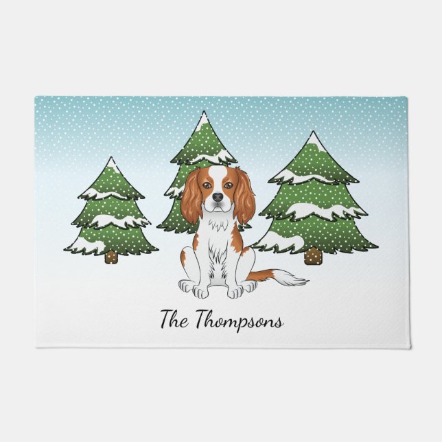 Blenheim Cavalier King Charles Spaniel In Winter Doormat (Front)