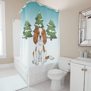 Blenheim Cavalier King Charles Spaniel In Winter Shower Curtain