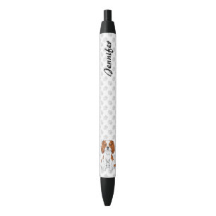 Blenheim Cavalier King Charles Spaniel & Name Black Ink Pen